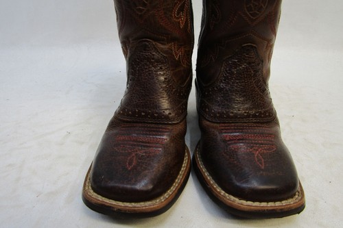 Ariat Little kids Youth Size 8 D Brown Leather Stockman Buckaroo Cowboy Boots - Picture 6 of 11
