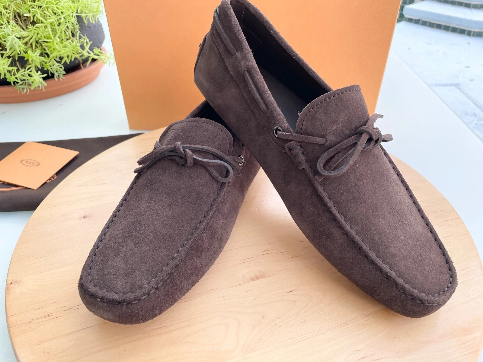 TOD’S Occetto Tod's Uomo Laccetto. Nuova scarpa da guida Gommini 122 marrone pelle scamosciata