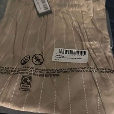 NWT PRETTY LITTLE THING Beige Pinstripe Wide Leg Trousers