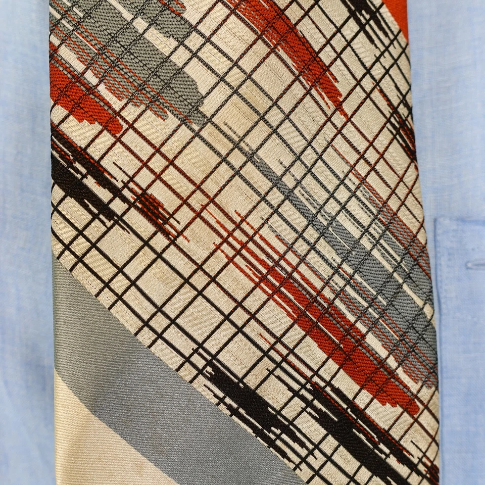 Corbata para el cuello de hombre a rayas arte contemporáneo pintura vívida fiesta satinado brillante colorido Foto 2 de 4