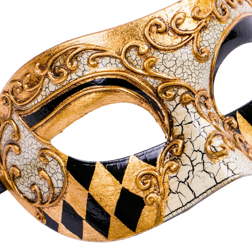 Máscara de ojos fantasma veneciana dorada blanca de Mardi Gras para mascarada Foto 4 de 4