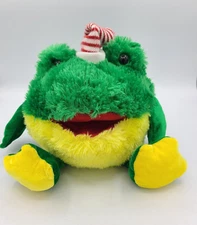 HugFun Frog Puppet with Sound Plush Stuffed Animal 12" Christmas Hat Tested Work