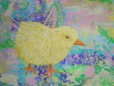 Painting Chicken Original Signed Art Hand Painted Spring Chick  By Carla Dancey