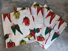Vtg 4 Kismet Cloth Napkins Hot Chili Pepper 19x21 Inch Spicy 1993 100% Cotton