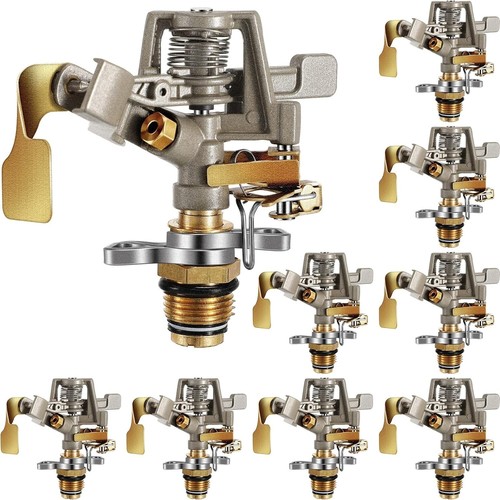 9-Pack Brass Adjustable Impact Sprinklers - Heavy Duty Lawn Watering Solutions - Picture 3 of 9