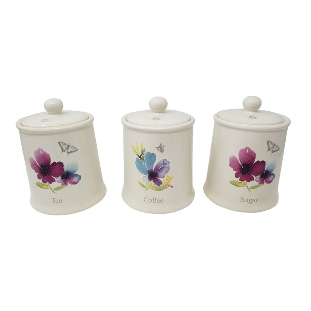 floral tea coffee sugar canisters