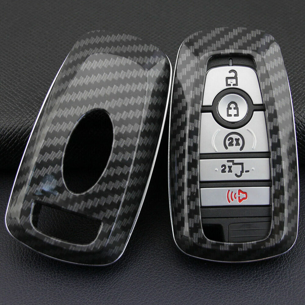 Carbon Fiber Look Hard Smart Key Fob Case Cover Shell For Ford 2018-2022