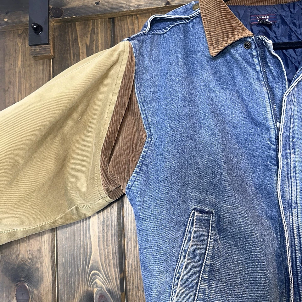 Vintage Class Club  Denim Jacket Bomber Jean Trucker Flight Corduroy Sz XL - Image 2 of 4