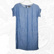 Banana Republic Chambray Dress Women Size 8 R Blue Short Sleeve Summer Travel