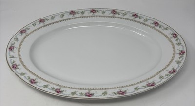 Z S & Co. Scherzer Bavaria ZSC18 17  Serving Platter W/Pink Roses & Gold Trim