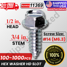 A 11369 License Plate Screws 14x34 Slotted Hex Washer Zinc 4270974 Fs1620