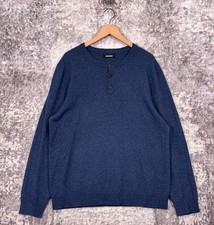 NAADAM 100 Cashmere Sweater XL Mens Blue Henley