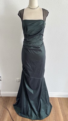 David Meister Dark Green Beaded Ruched Dress 8 M Mother Of The Bride MOH Formal