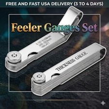Feeler Gauge Set 2pcs Stainless Steel 32 Straight 16 Offset Blades SAE Metric
