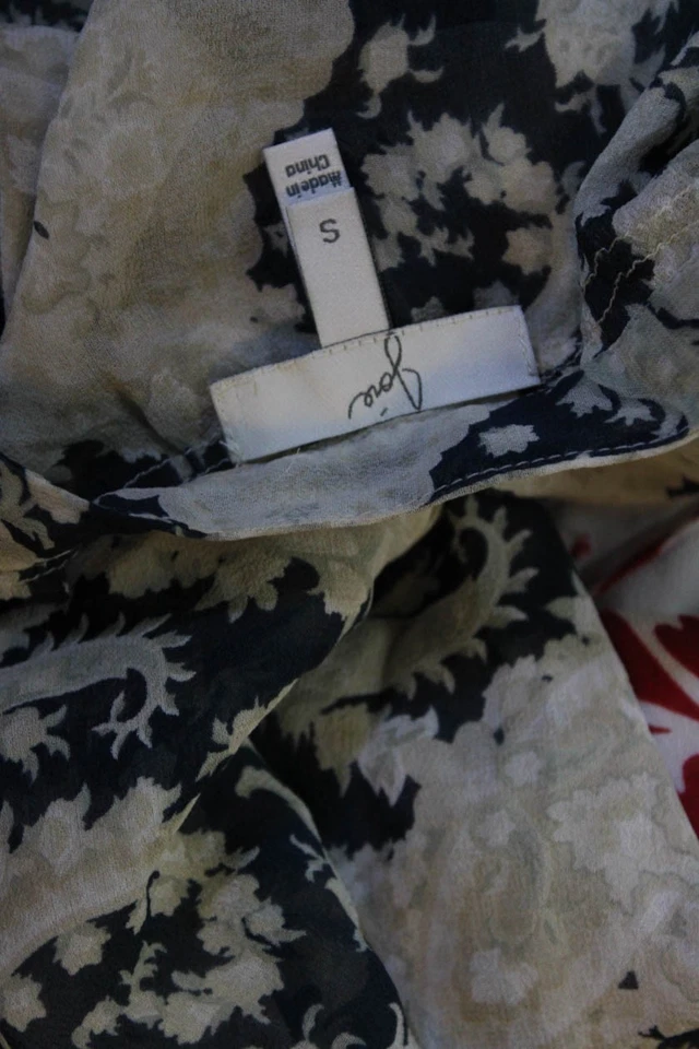 Joie Womens Silk Paisley Print Long Sleeves Blouse Navy Blue Beige Size Small - Image 4 of 4