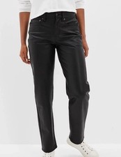 American Eagle Black Vegan Leather Straight Leg Pants 2