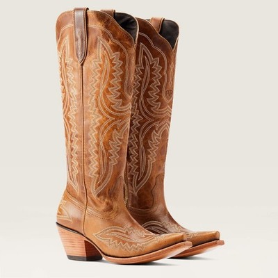 NEW Ariat Casanova X Toe Western Boot Knee High Leather Snip Toe Brown Womens 10