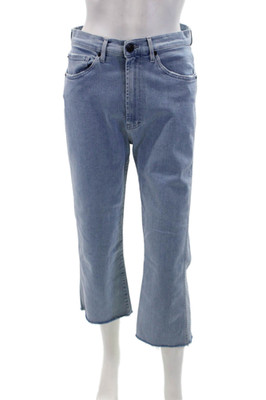 3x1 NYC Womens Cotton Distressed Detail Wide Leg Denim Capris Blue Size 28
