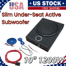10" Super Slim Compact Under Seat Amp Powered Subwoofer System with Kit 1200WMAX