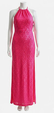 Scala Vintage Gown pink extra small Silk Beaded prom Dress 2 slits Sequin New