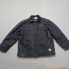 Berne Heritage Chore Jacket Men Medium Reg Black Duck Canvas CH416BK Embroidered