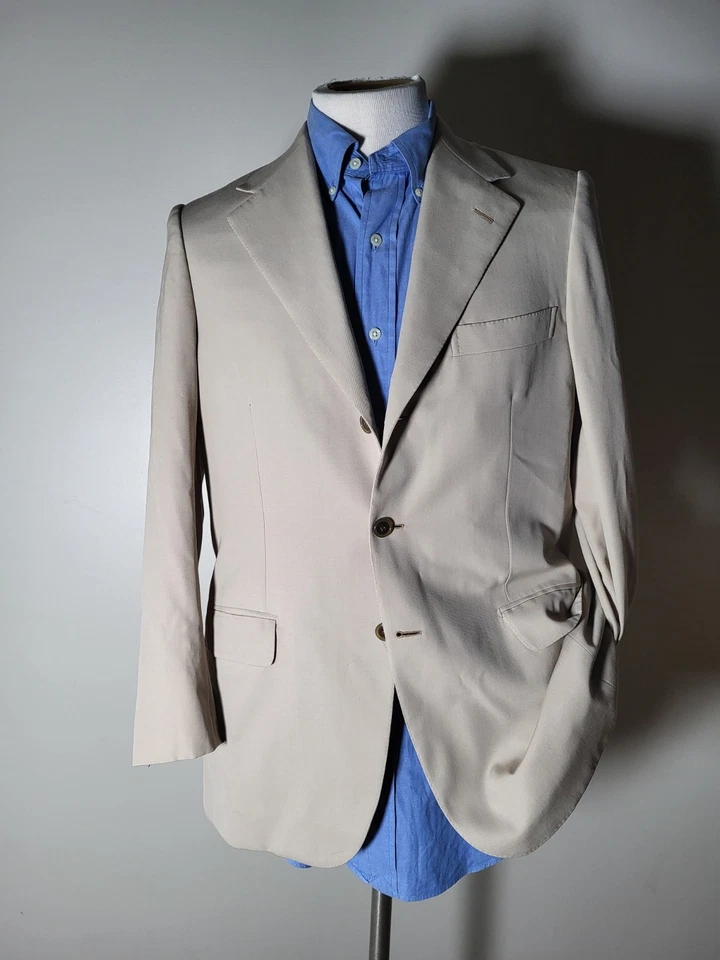 Chaqueta Blazer Abrigo Deportivo Brioni 38S Marrón Tostado Lana Texturizada Cirujano Lona Completa Foto 2 de 4