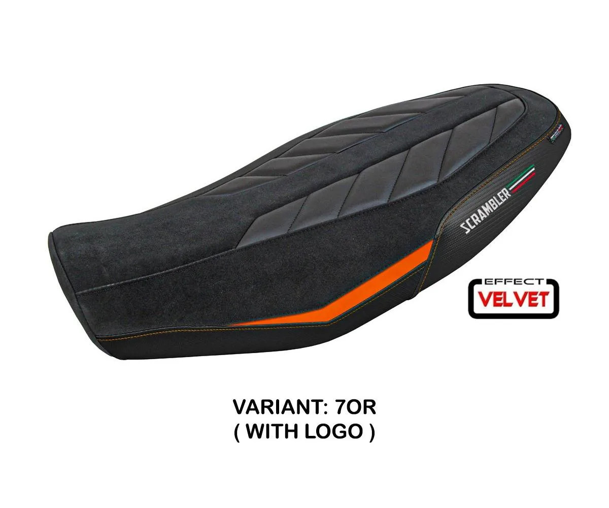 Seat cover Rimini Orange OR + logo Tpz compatible DUCATI SCRAMBLER 800 2023 2026