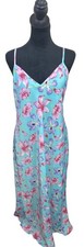 Vtg Natori Tropical Floral Chemise Long Slip Dress Sleep Nightgown Resortwear
