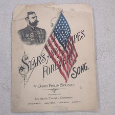 Sheet Music The Stars and Stripes Forever March John Philip Sousa Colored 1898