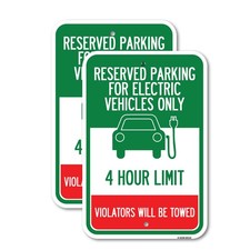 Reserved Parking for Electric Vehicles Only - 4 Heavy Gauge Metal Parking Sign