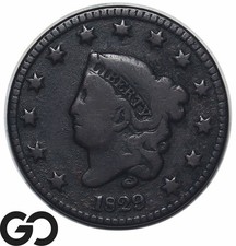 1829 Large Cent, Coronet Head