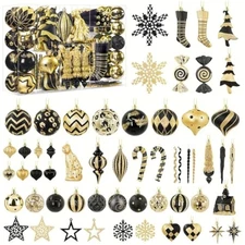 SHareconn 145pcs Christmas Balls Ornaments Set, Shatterproof Plastic B