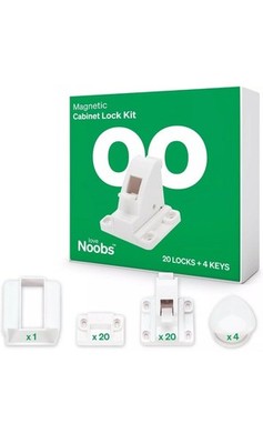 Schrankschlösser für Kinder LoveNoobs, 4 Schlüssel magnetische Kindersicherungen, 1 gebraucht verpackt