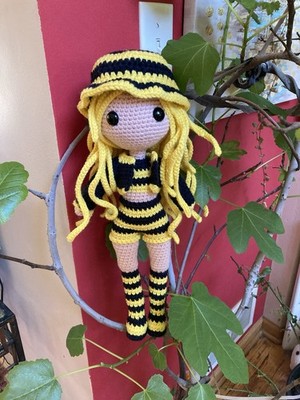 Beautiful 15 Inch Crochet doll with bee Outfit