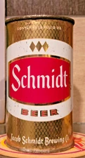INDOOR 1960S SCHMIDT STEEL FLAT TOP BEER CAN SCHMIDT BREWING  ST PAUL MINNESOTA