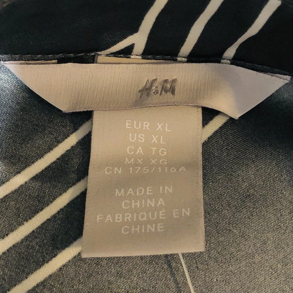 Camisa H&M Abstracta XL Nueva Gris Carbón Manga Larga Con Botones Para Mujer Ajustada Foto 4 de 4