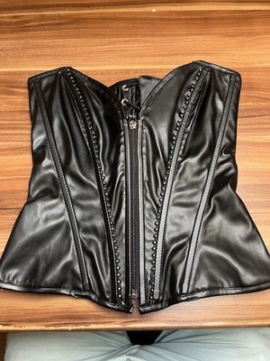 Elegante Korsage in Schwarz, Strassverzierung & Schnürung, Größe S, XS