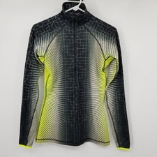 Nike Pro Dri-FIT Womens Medium Half Zip Pullover Geometric Neon Green Workout