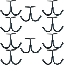 10Pcs Black Under Shelf Hooks, Heavy Duty Double Hooks for Hanging from Ceiling 