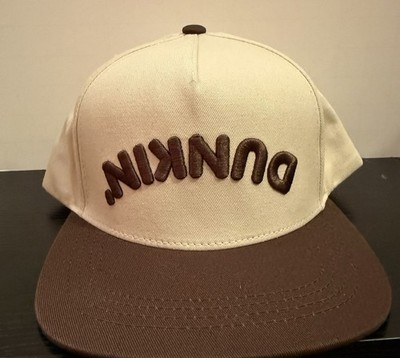 Dunkin Donuts Upside Down Logo Snapback Hat Brown Cream EST 1950 Adjustable Cap