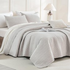 Oversized King Bedspread 128"x120",Stone-Washed Cotton King Quilt Bedding Set