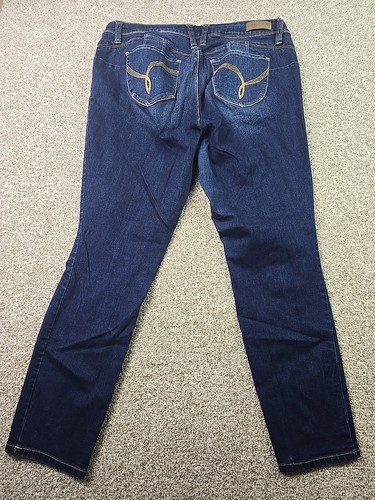 YMI Jeans Womans 18 Blue Denim Tapered Distressed Embroidered Casual Comfort - Picture 12 of 16