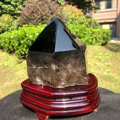 4.48LB Natural Smoky Quartz Crystal Mineral Specimen Reiki Healing+Stand