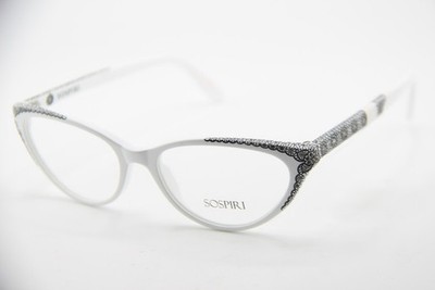 NEW SOSPIRI ADELE WH WHITE BLACK CRYSTALS AUTHENTIC EYEGLASSES 49-16