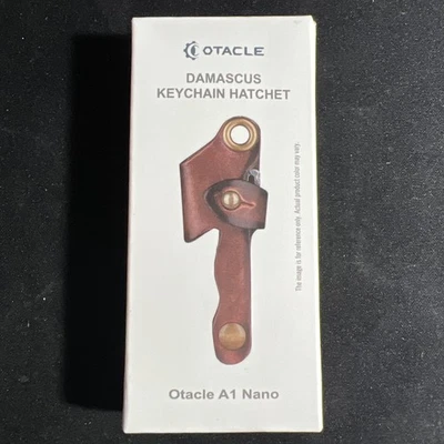 RARE Oknife Olight Damascus Hatchet Mini Otacle A1 Nano Knife W/ Leather Sheath