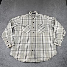 Vintage Dakota Five Brother Flannel Shirt Mens XLT Gray Plaid Button Long Sleeve
