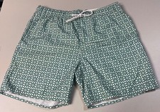 Arizona Jean Co. Mens Size Large Turquoise Geometric Swim Trunks 100 Polyester