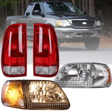 Headlights Tail Lights For 1997-2003 Ford F-150 Chrome Housing Clear Red Lamps