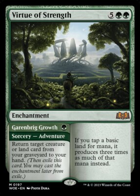 *MtG: VIRTUE OF STRENGTH / GARENBRIG GROWTH - Wilds of Eldraine Mythic magicman*