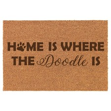 Coir Door Mat Entry Doormat Funny Home Is Where The Doodle Is Dog